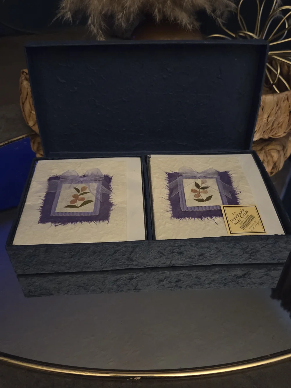 Handmade Botanical Note Card Set | 12 Cards & Envelopes in Decorative Gift Box